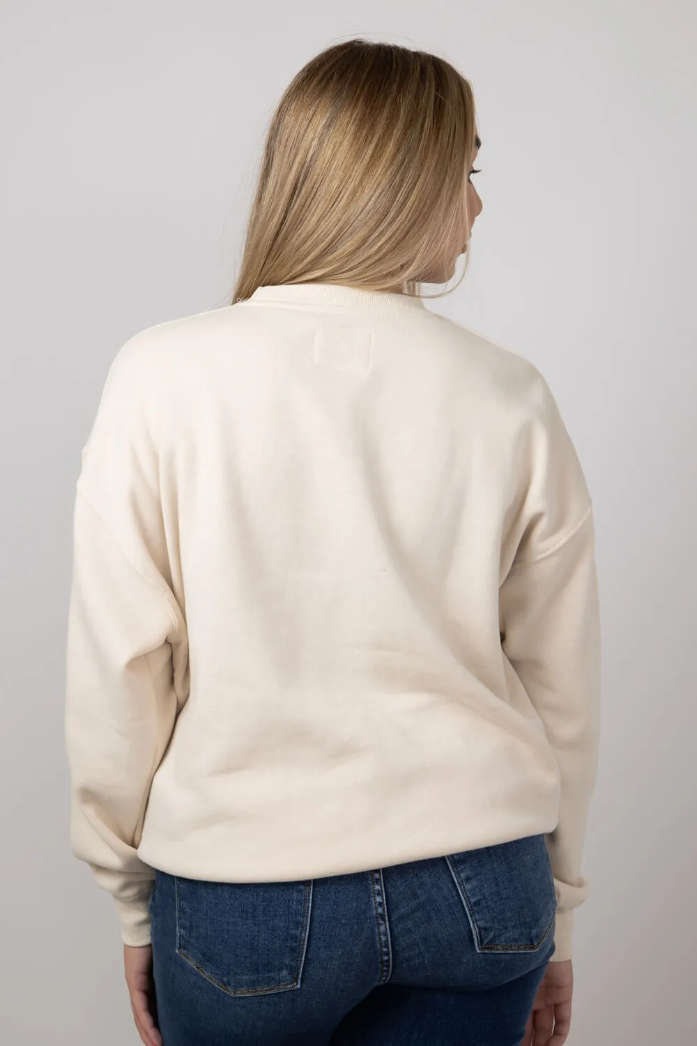 1897 Active Embroidered Pookie Fleece Sweatshirt for Women in Cream | GT087-CREAM