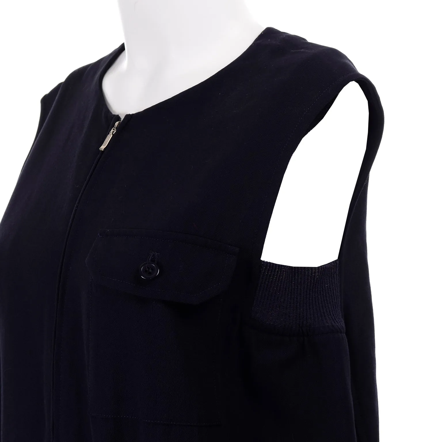 1990s Yohji Yamamoto Navy Blue Wool Sleeveless Jumpsuit