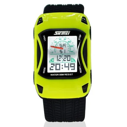 2017 Hot Kids Watches Silicone Jelly Waterproof Swim Sport Wristwatches For Children Car Style Digital Led Cartoon Watch For Boy