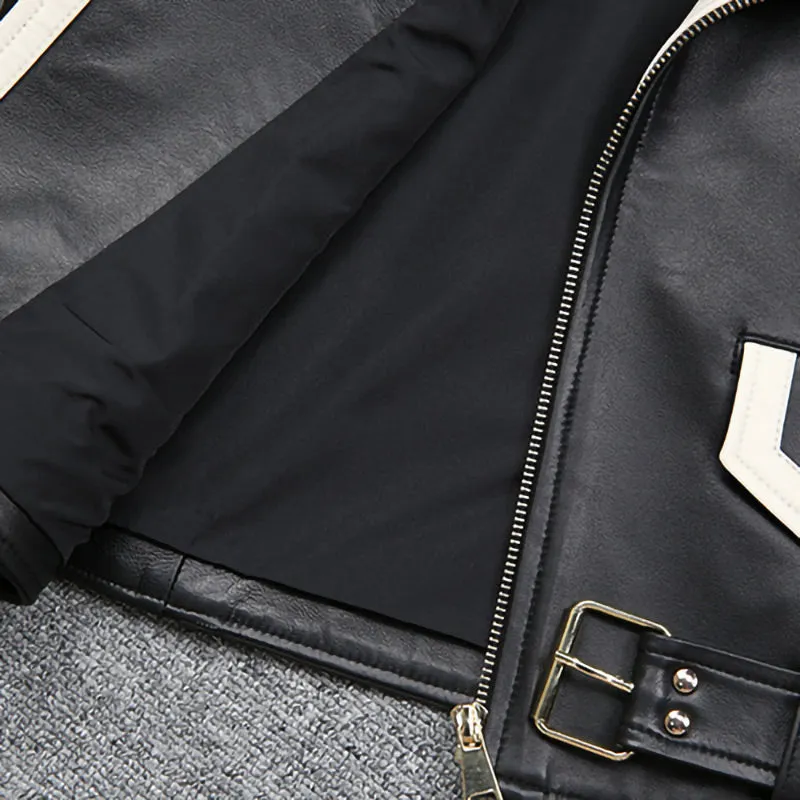 2022 New Design Genuine Sheepskin Leather Jackets Rivet MotorcycleJacket Women Real Leather Coat Turn Down Collar TF4773