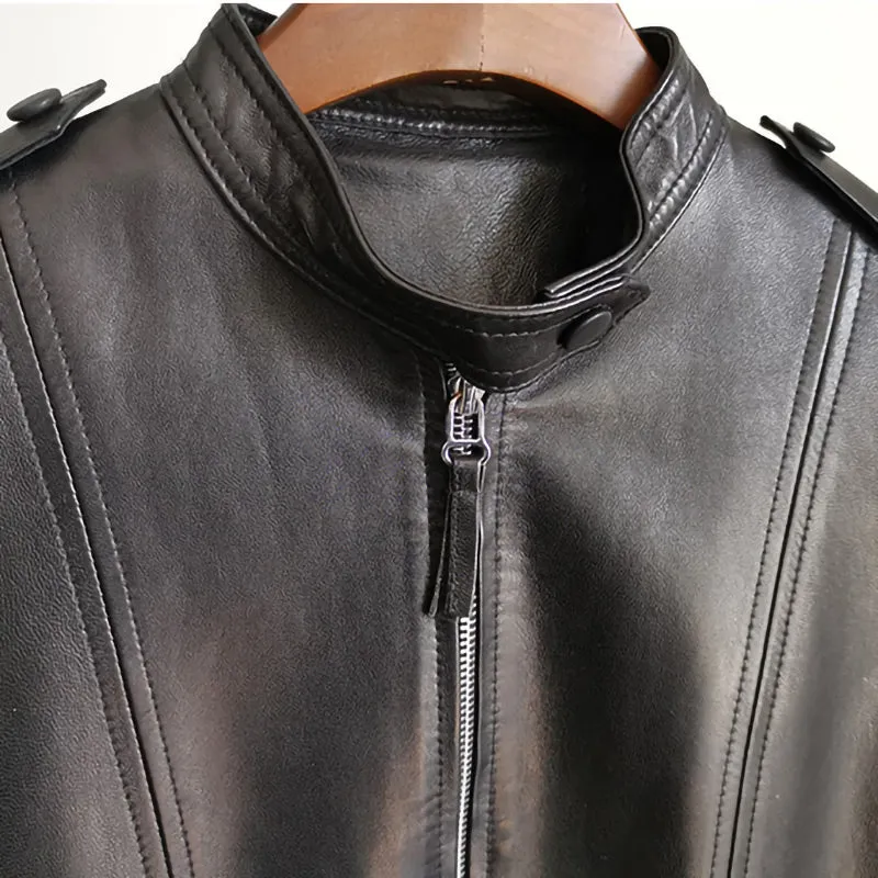 2022 Spring Leather Jackets Women Fashion Motorcycle Sheepskin Coat Lady Autumn Biker Jacket Black Full Sleeve CL4004