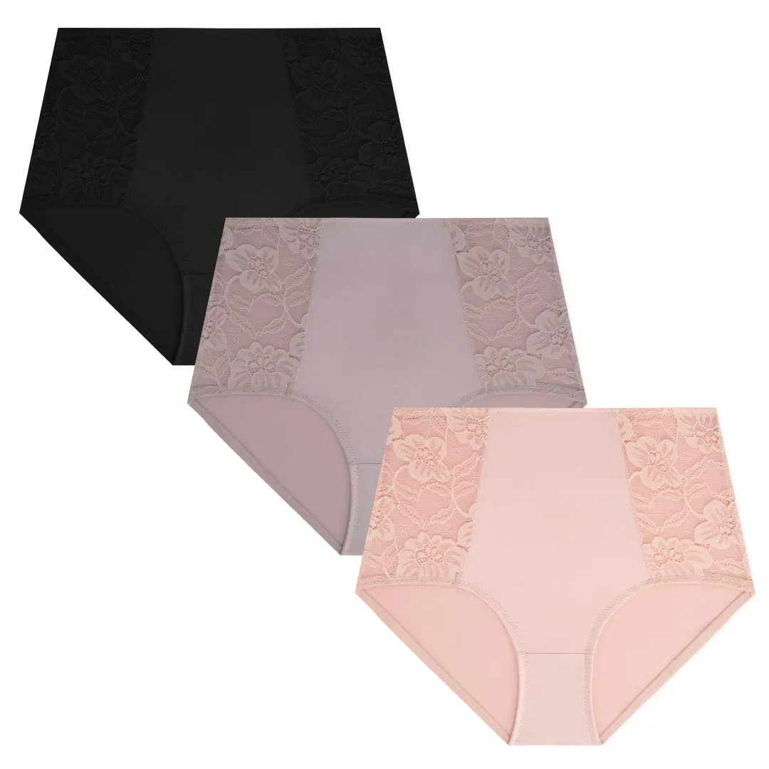 3 Pack Shaping Lace Accented Briefs