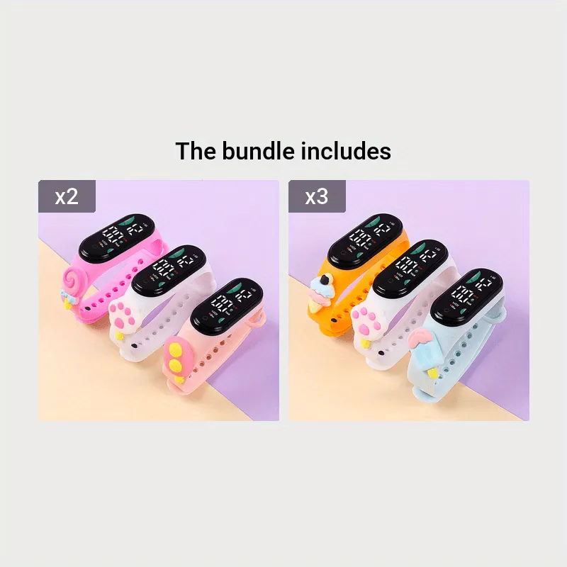 3 pcs. Cute Cartoon Electronic Bracelet Watch Set for Girls