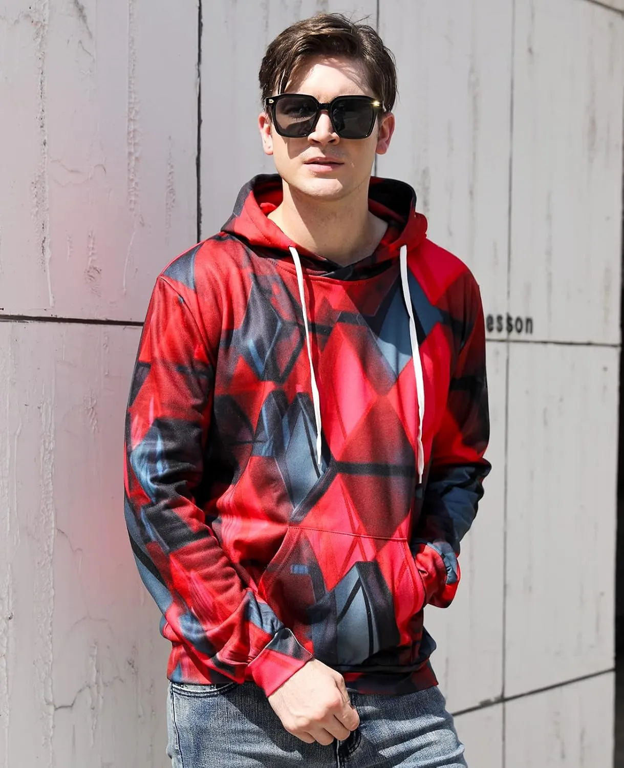 3D Graphic Color Block Hoodies for Men and Women - Thickened Long Sleeve Sweatshirt with Drawstring and Large Pocket
