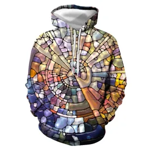 3D Graphic Printed Hoodies Colorful Stone