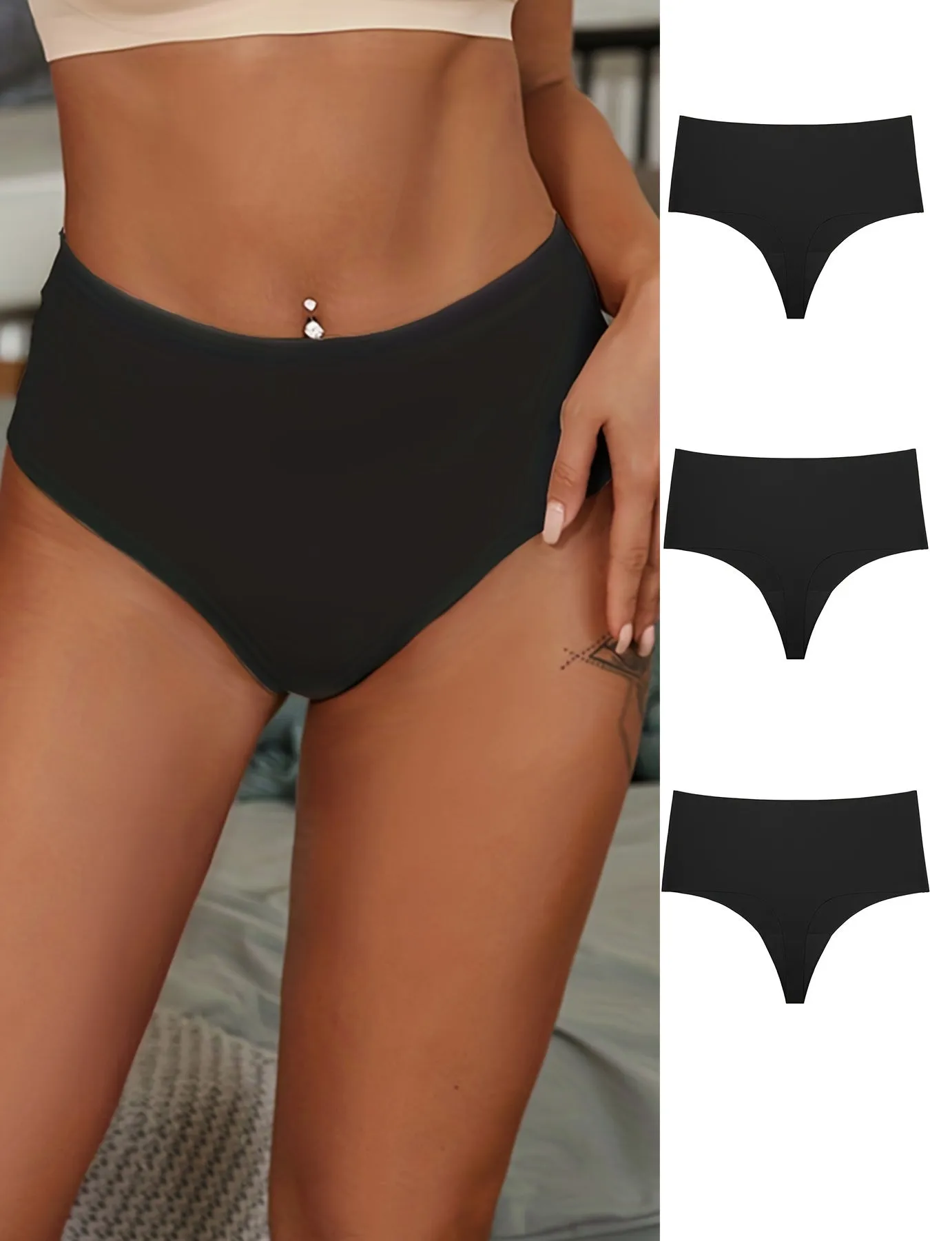 3pcs Seamless Thongs, Soft Stretchy Panties, Women's Lingerie