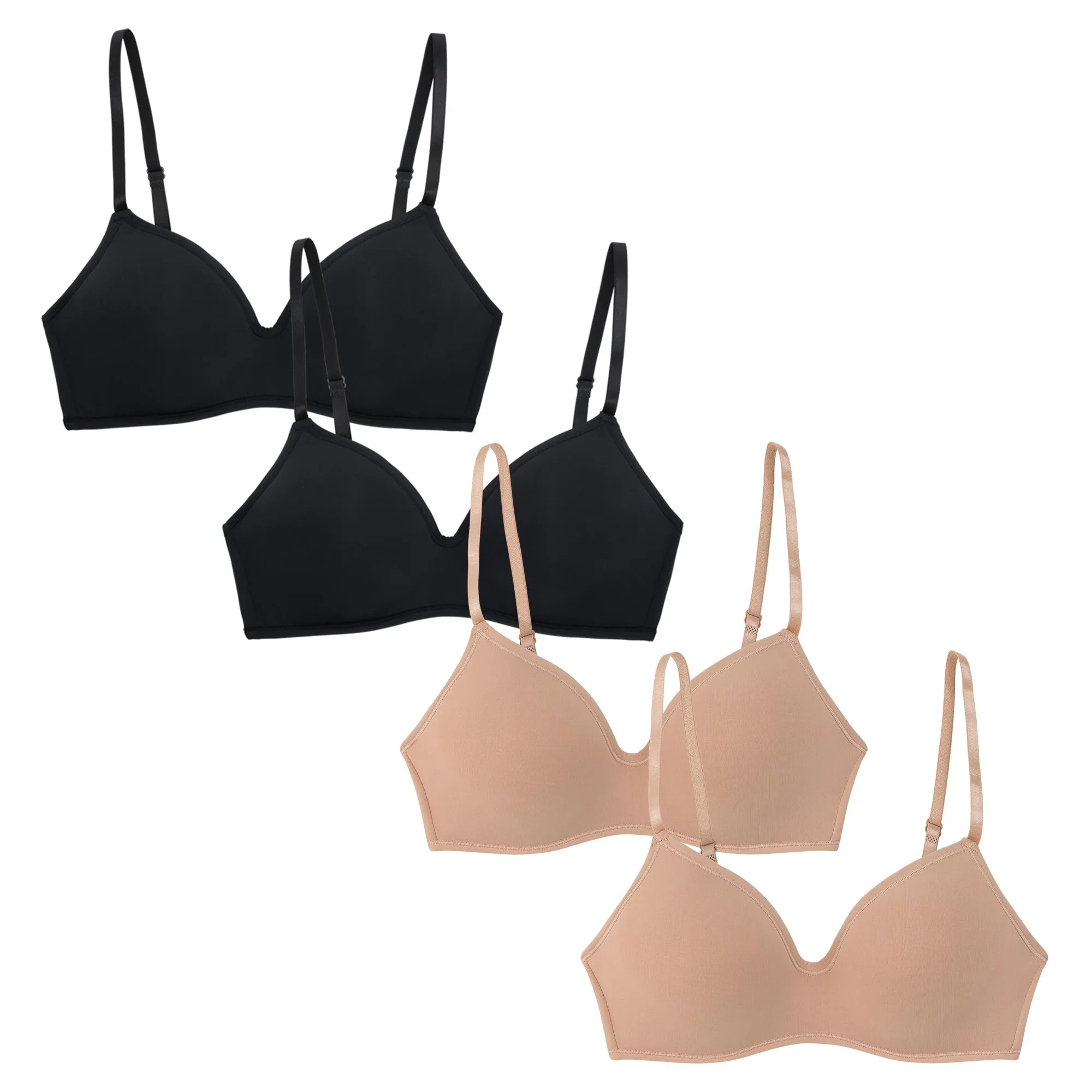 4 Pack Soft Foam Wireless T-Shirt Bra