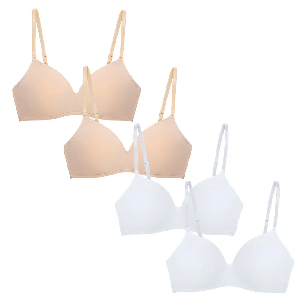 4 Pack Soft Foam Wireless T-Shirt Bra