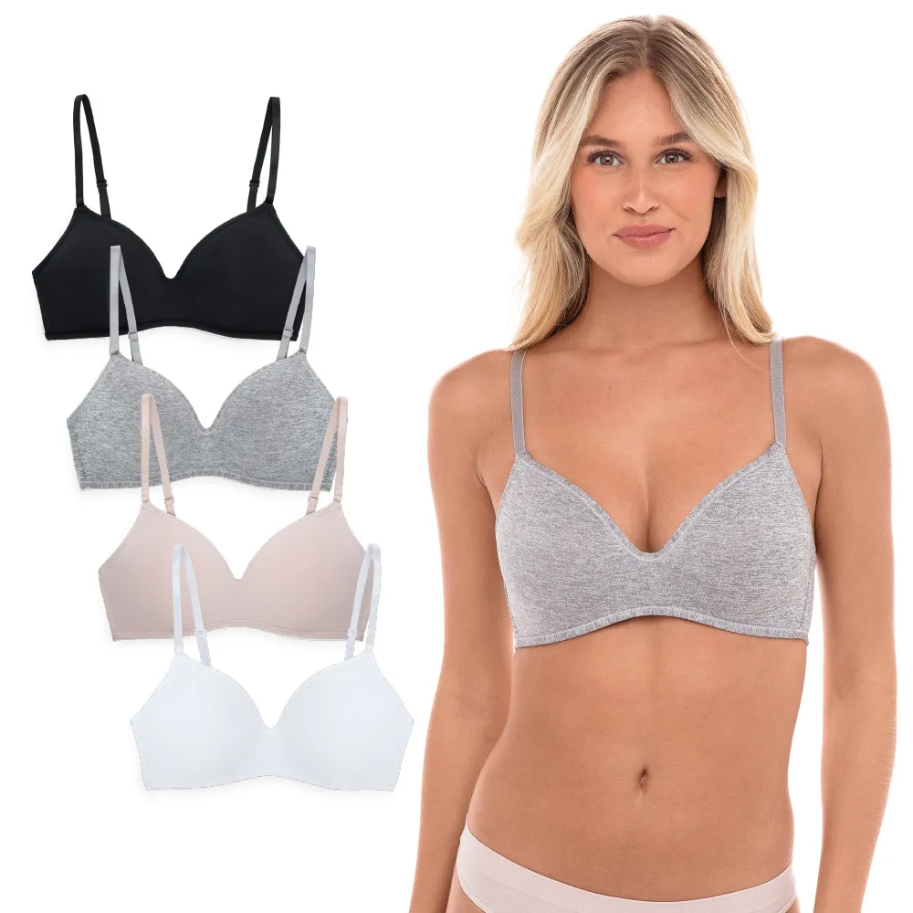 4 Pack Soft Foam Wireless T-Shirt Bra
