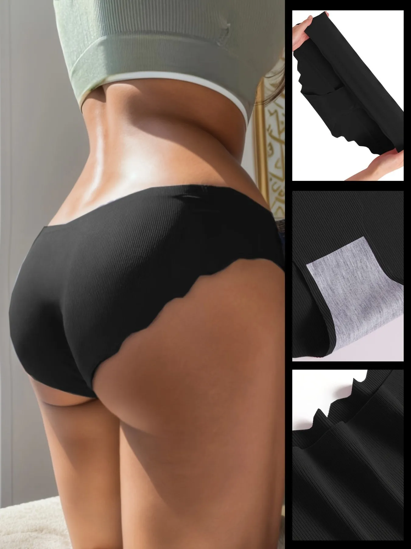 5pcs Scallop Trim Briefs | Comfy & Seamless Panties
