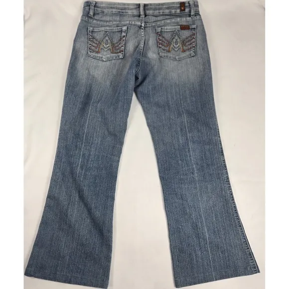 7 For All Mankind Bootcut Jeans Embellished Pocket  Womens Sz 28 measure 31x28