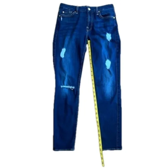 7 For All Mankind Women’s Distressed b(air) the ankle skinny jeans size 27