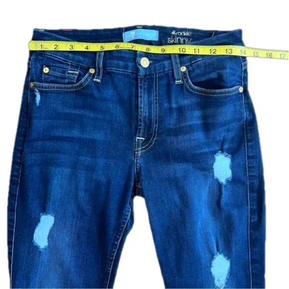7 For All Mankind Women’s Distressed b(air) the ankle skinny jeans size 27