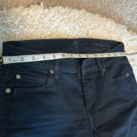 7 For All Mankind Womens Mid Rise Bootcut Pockets Denim Jeans Black Size 28