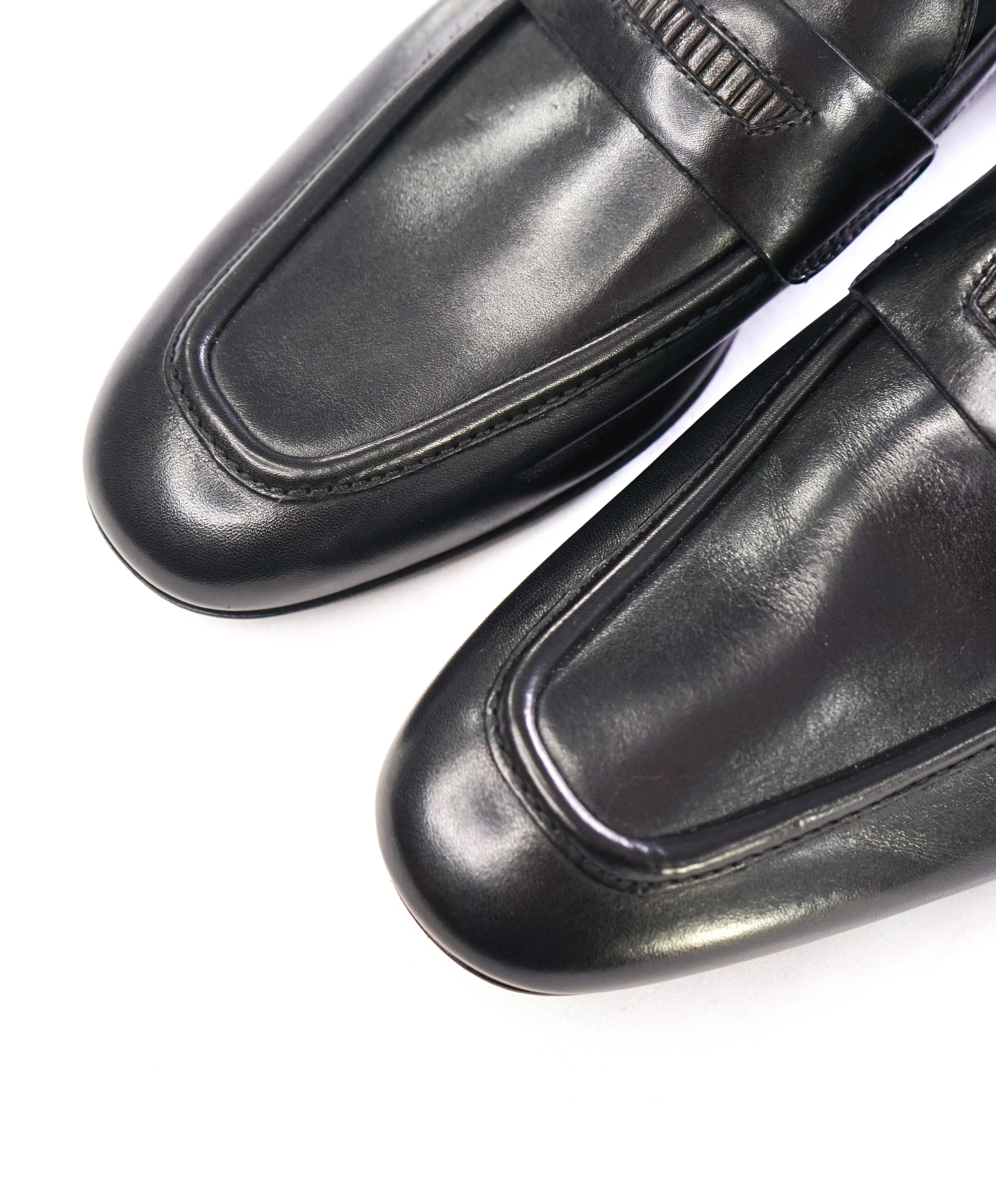 $960 ERMENEGILDO ZEGNA - Black Mock Penny Venetian Loafers - 8 US 7EU