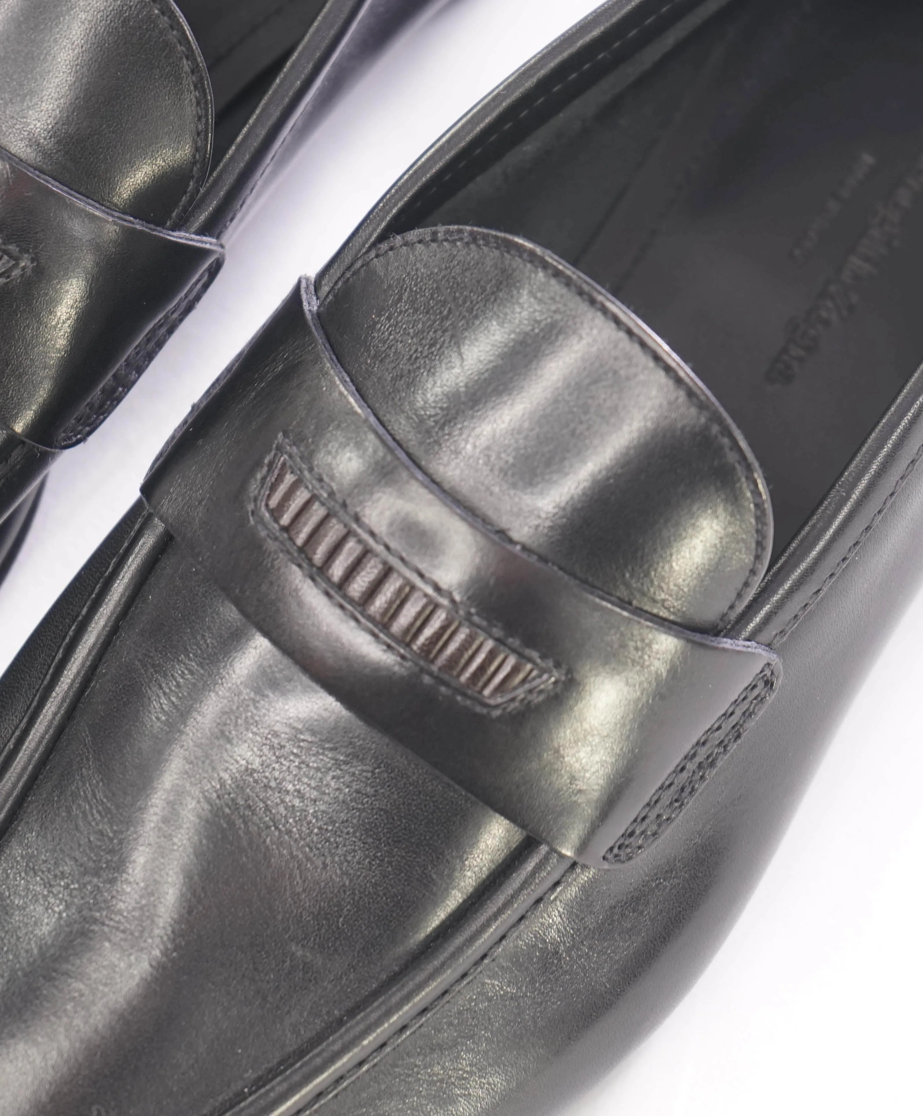 $960 ERMENEGILDO ZEGNA - Black Mock Penny Venetian Loafers - 8 US 7EU