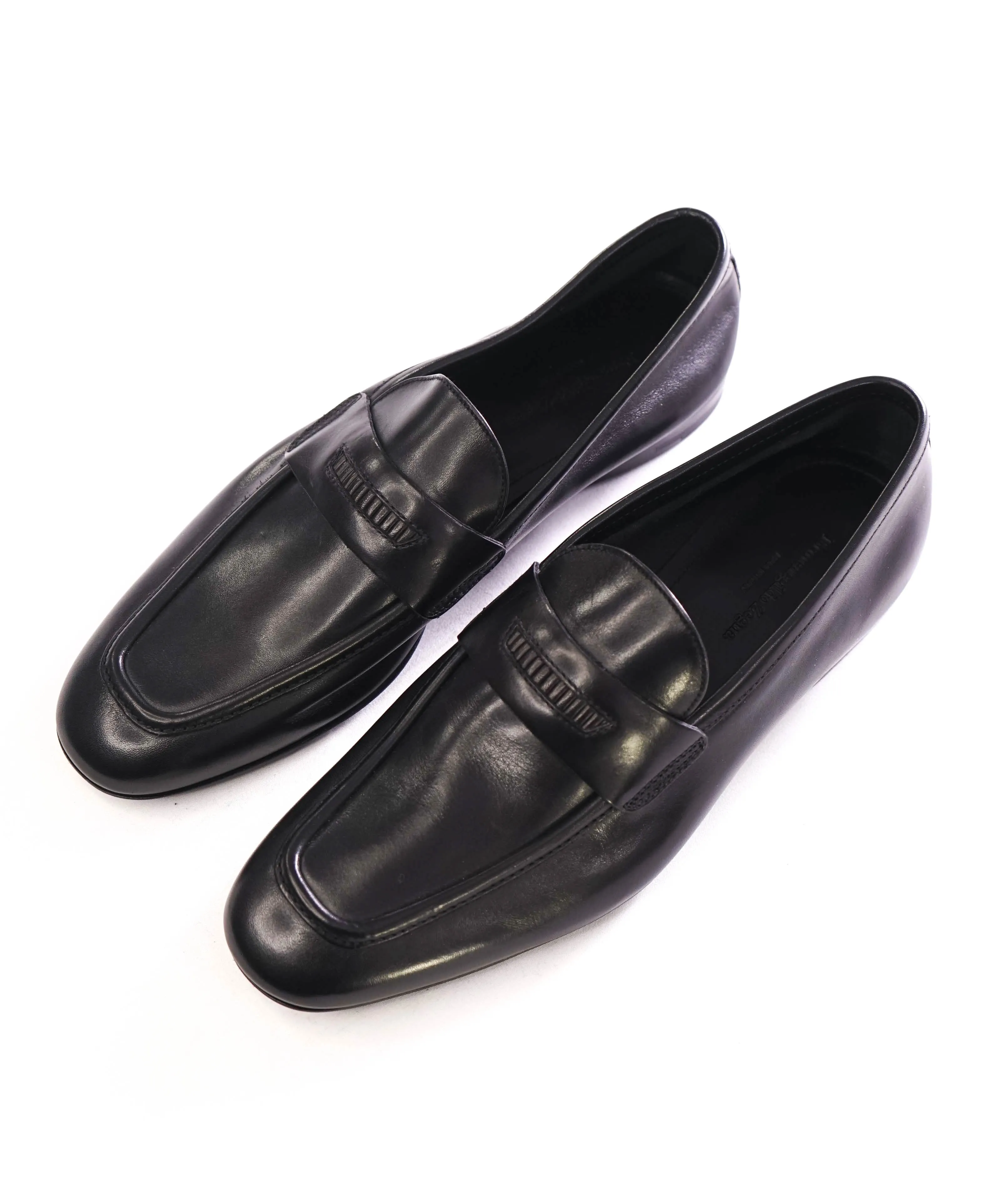 $960 ERMENEGILDO ZEGNA - Black Mock Penny Venetian Loafers - 8 US 7EU