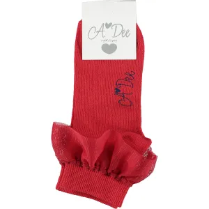 A DEE - Frill Ankle Sock - Red