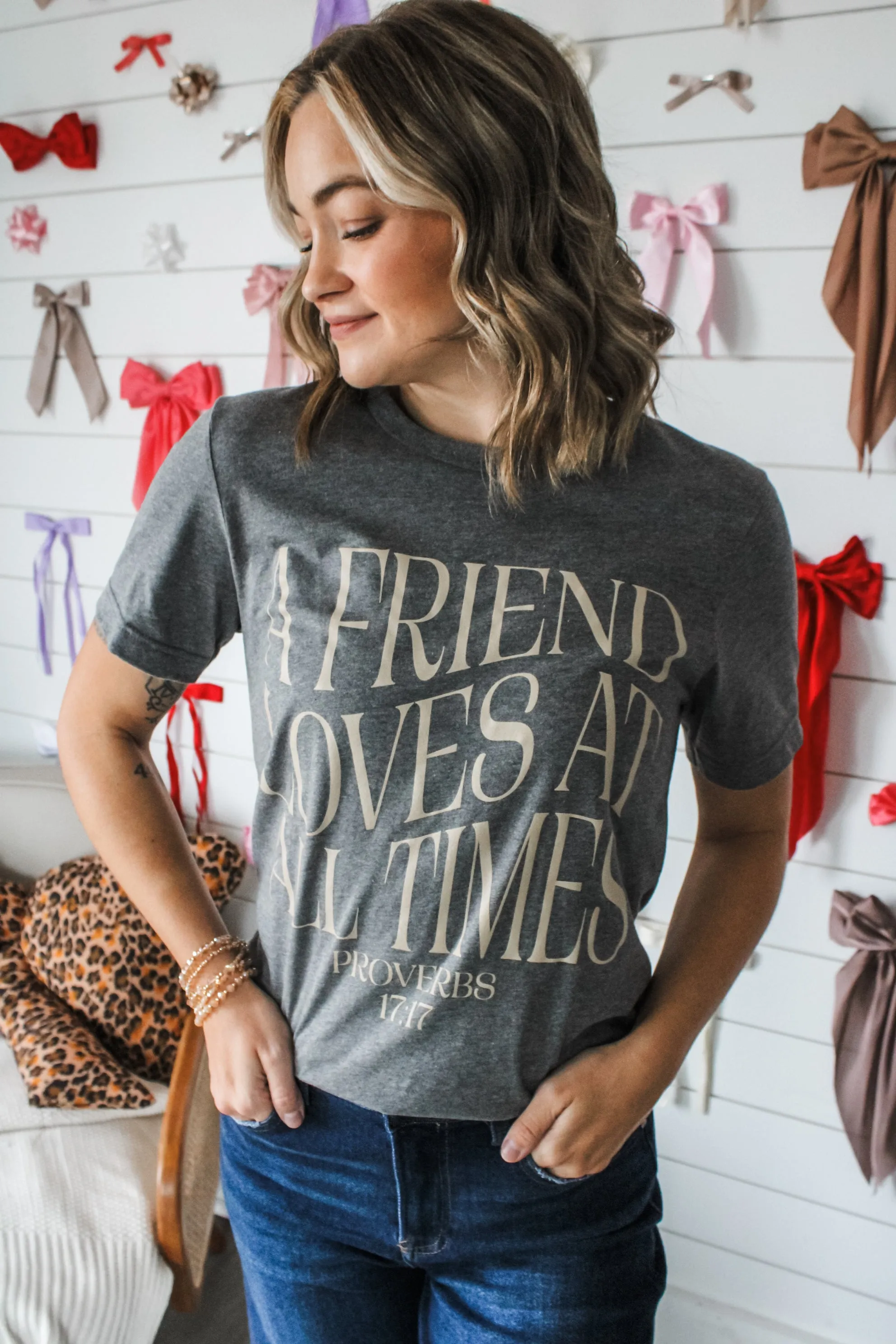 A Friend Loves At All Times Graphic Tee • Charcoal Grey