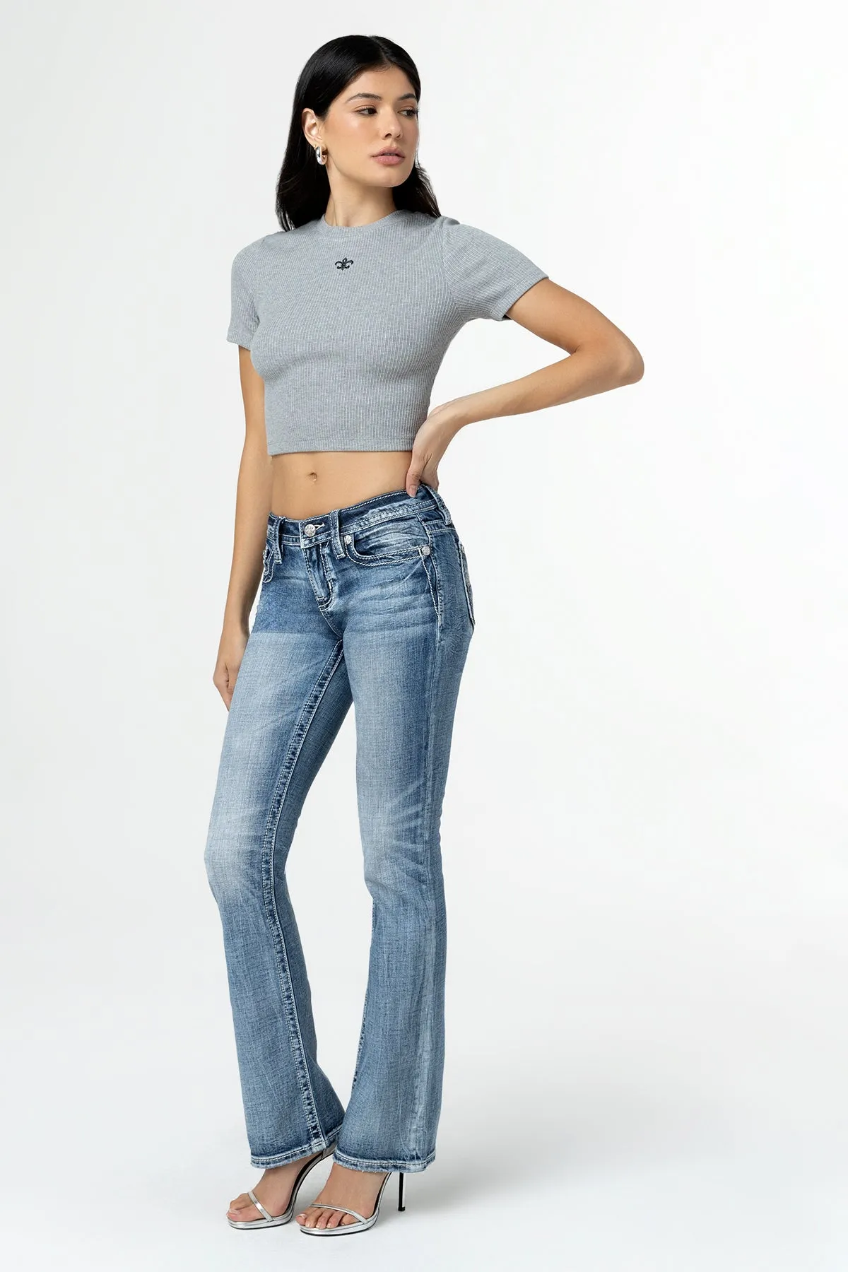 Acid Sequined Cross Bootcut Denim