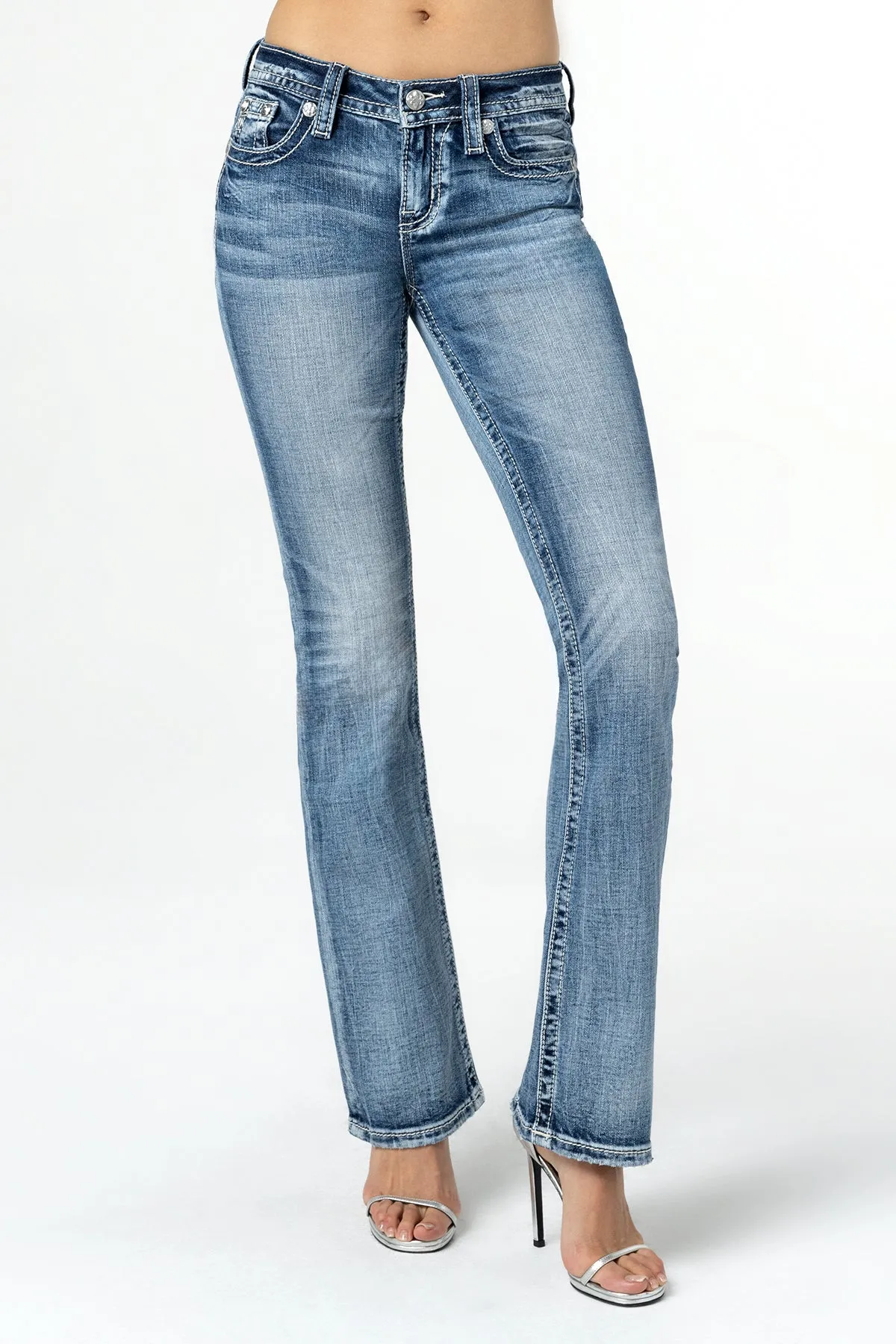 Acid Sequined Cross Bootcut Denim