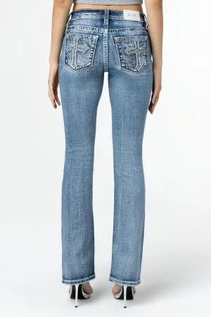 Acid Sequined Cross Bootcut Denim
