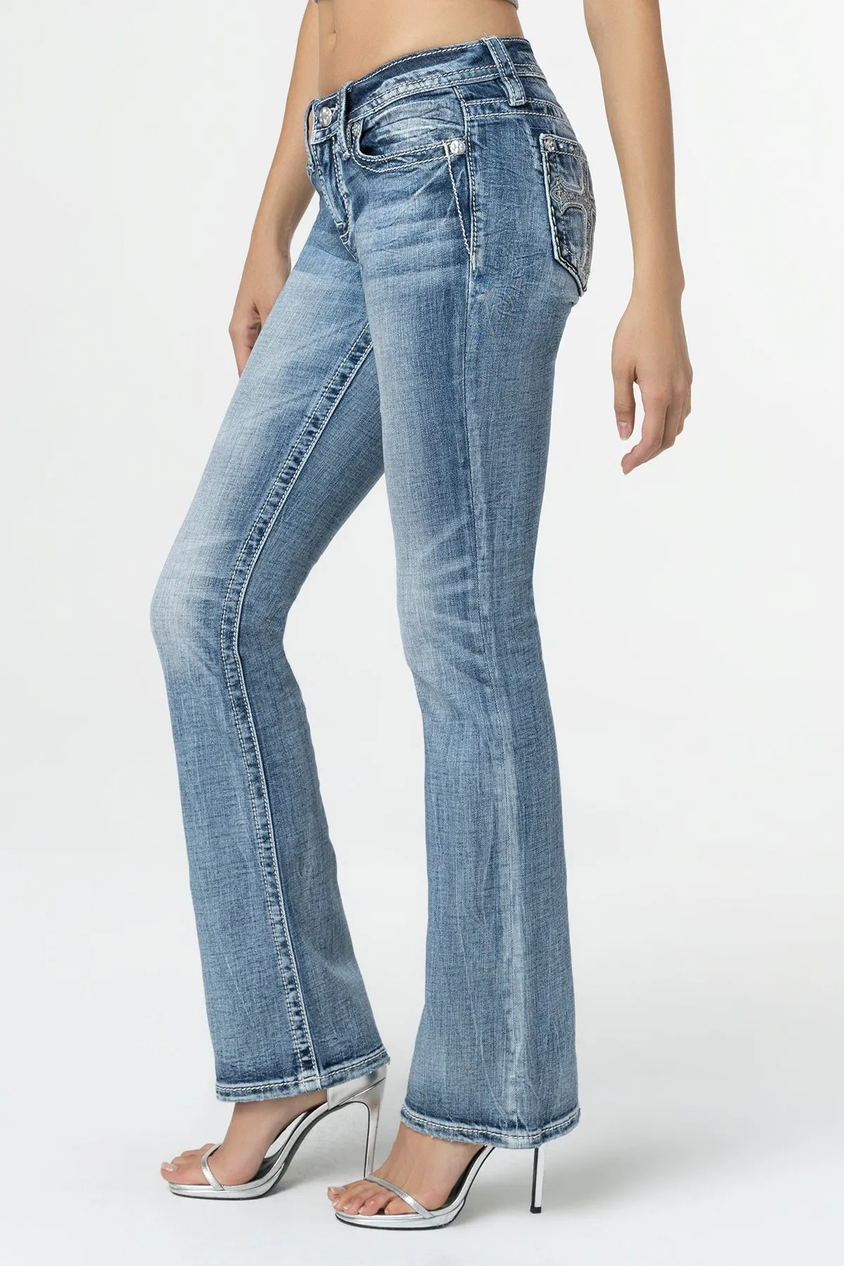 Acid Sequined Cross Bootcut Denim