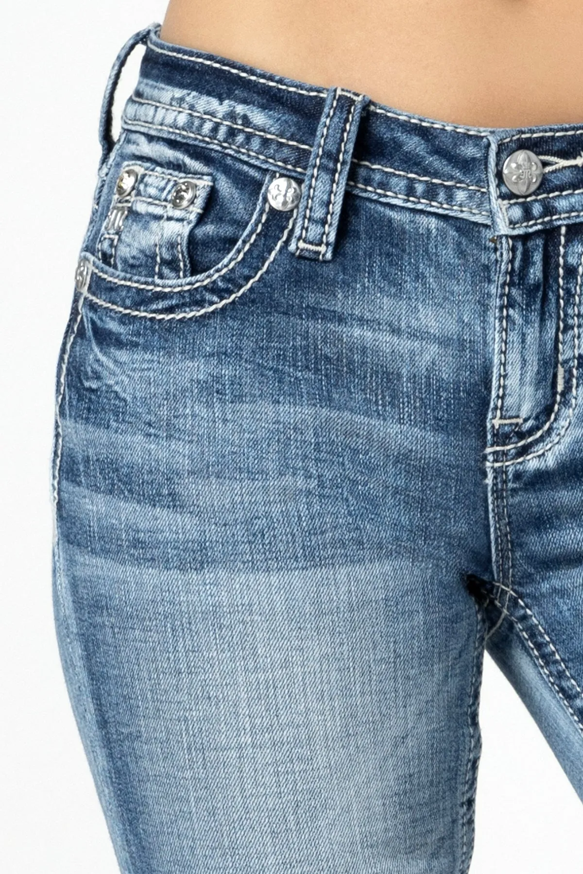Acid Sequined Cross Bootcut Denim