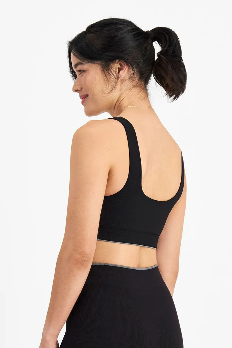 Active Seamless Scoop Crop Top - Black