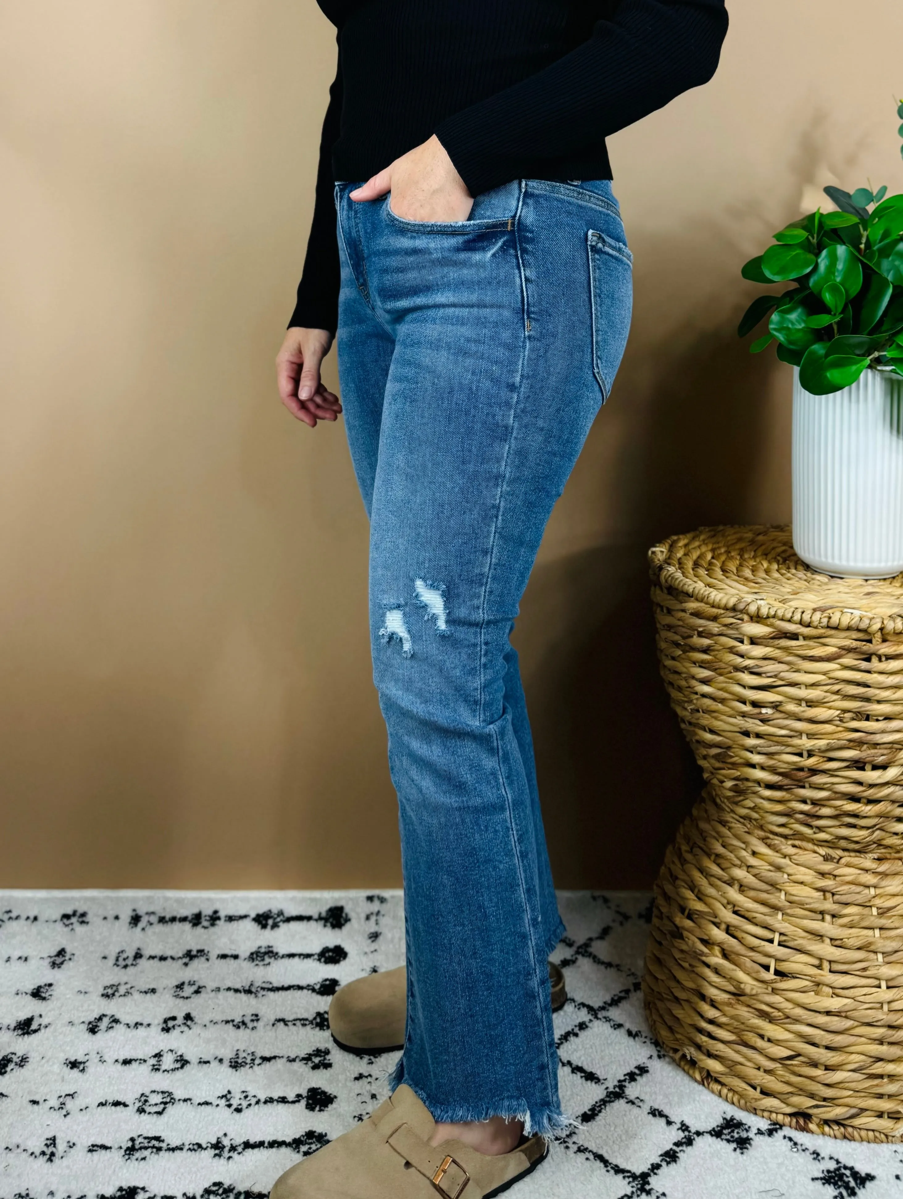 Adrienne Mid Rise Bootcut Ankle Jeans