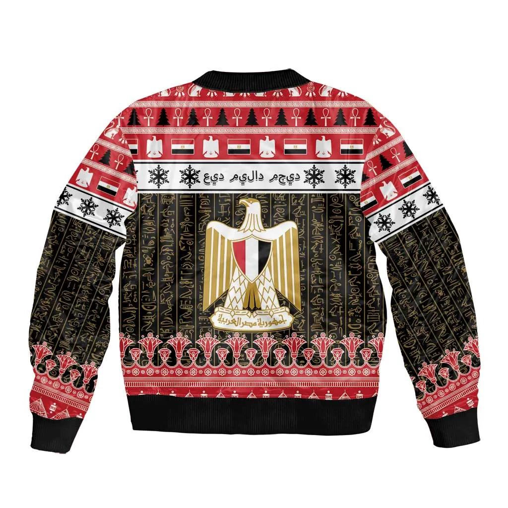 Afro Egypt Christmas Bomber Jacket Coat Of Arms Mix Egyptian Pattern LT15