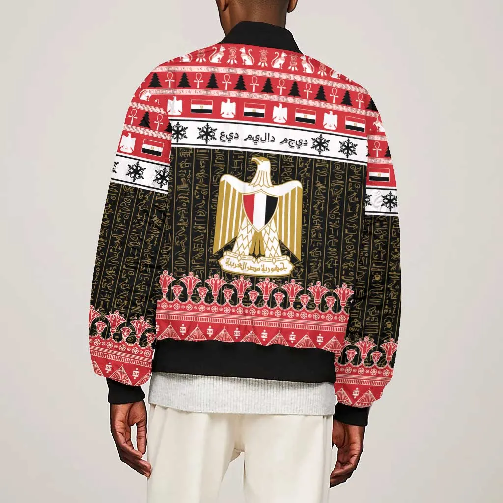 Afro Egypt Christmas Bomber Jacket Coat Of Arms Mix Egyptian Pattern LT15