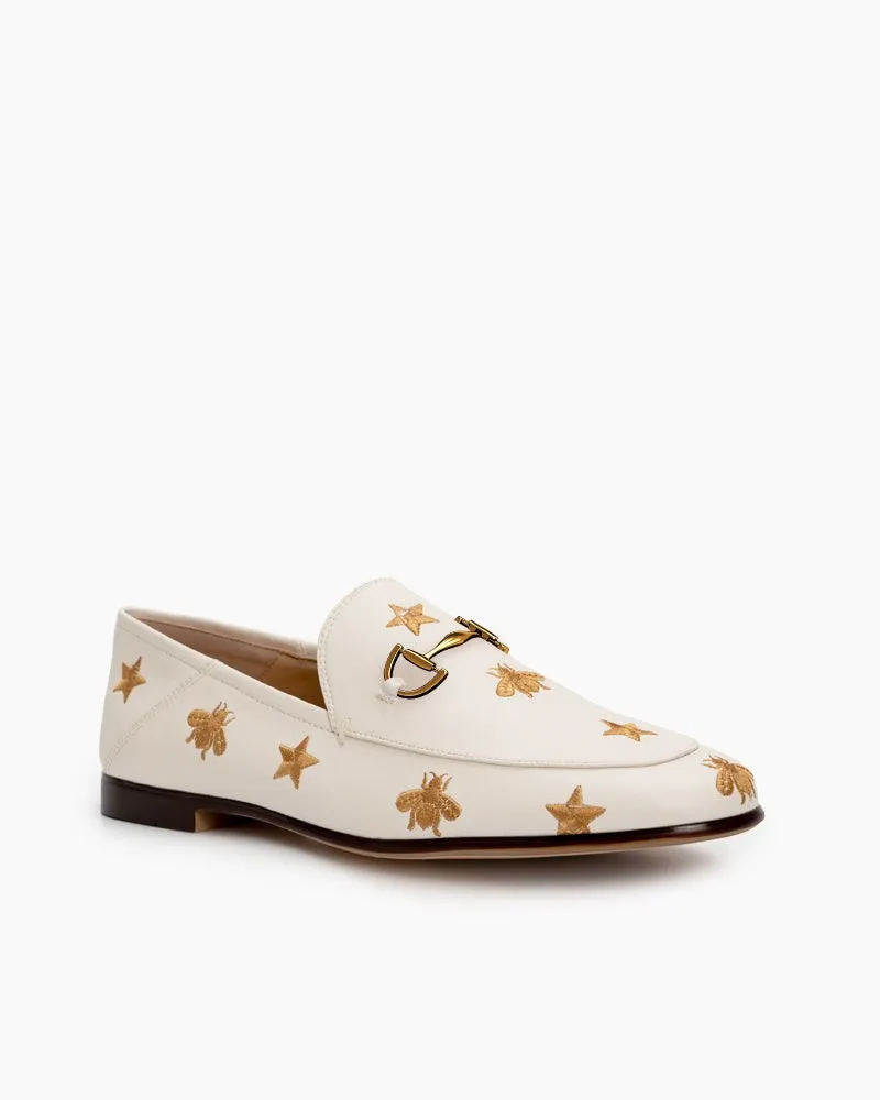 Alina Bee and Star Embroidery Leather Loafers