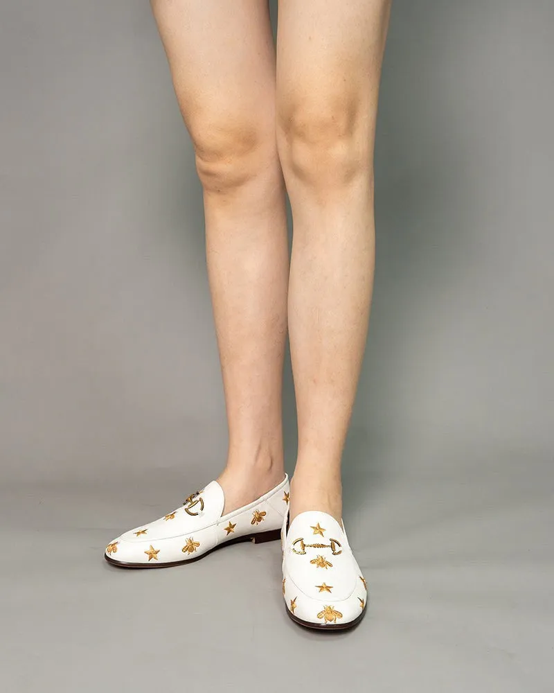 Alina Bee and Star Embroidery Leather Loafers
