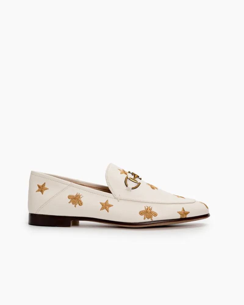 Alina Bee and Star Embroidery Leather Loafers