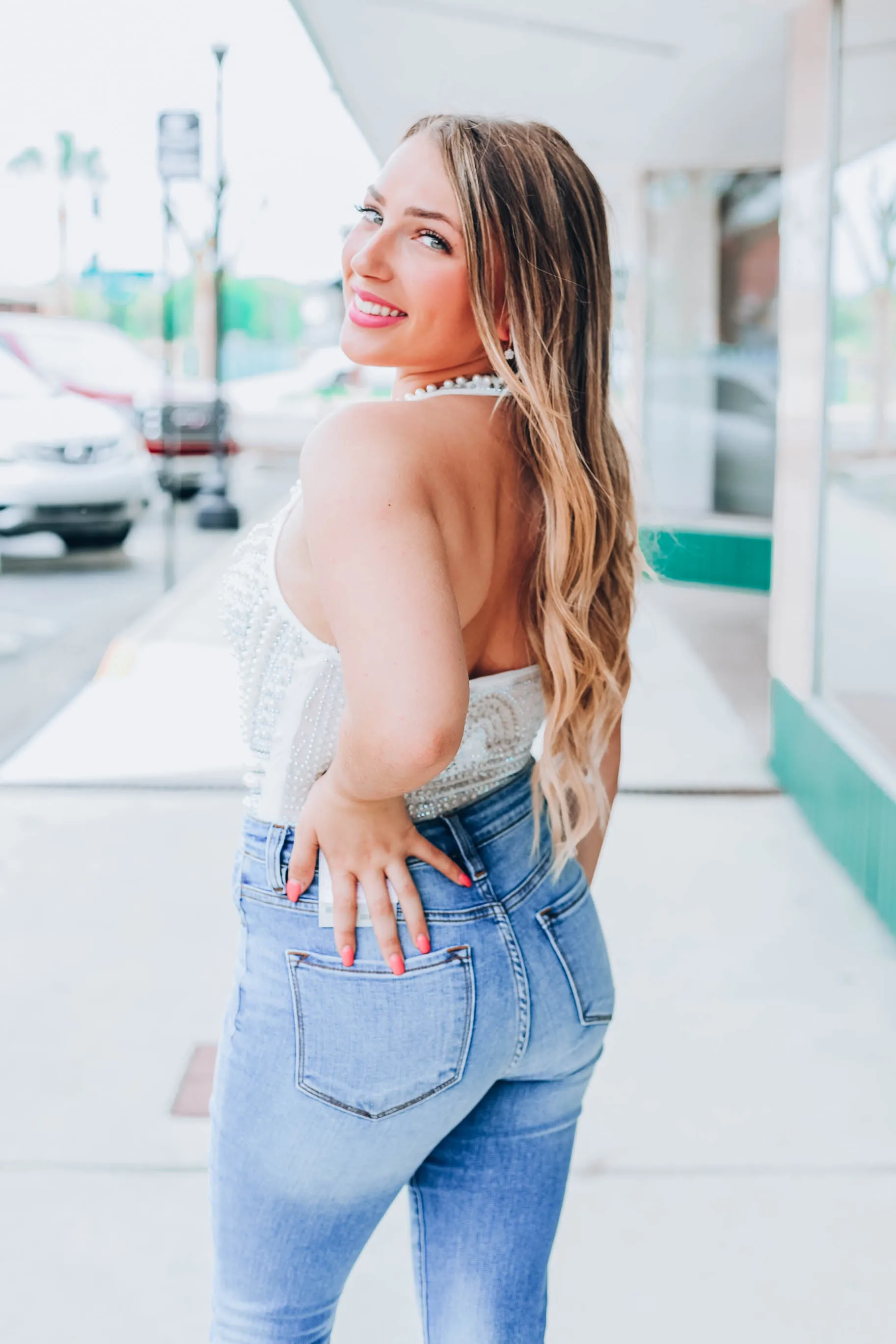 Allie Studded Bodysuit - White