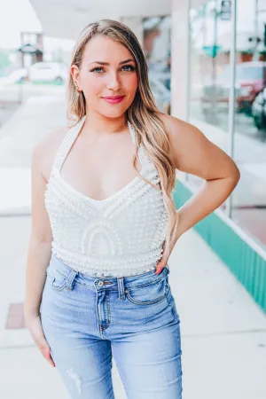 Allie Studded Bodysuit - White
