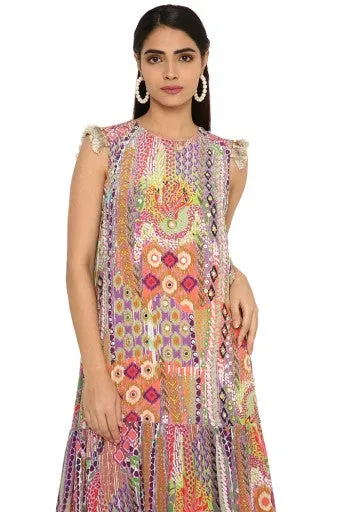 Alyan African Print Embroidered Crepe Dress
