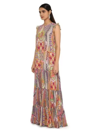 Alyan African Print Embroidered Crepe Dress