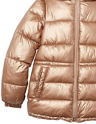 Amazon Essentials Women's Heavyweight Puffer Jacket with Drawstring Waist, Metallic Taupe, X-Small