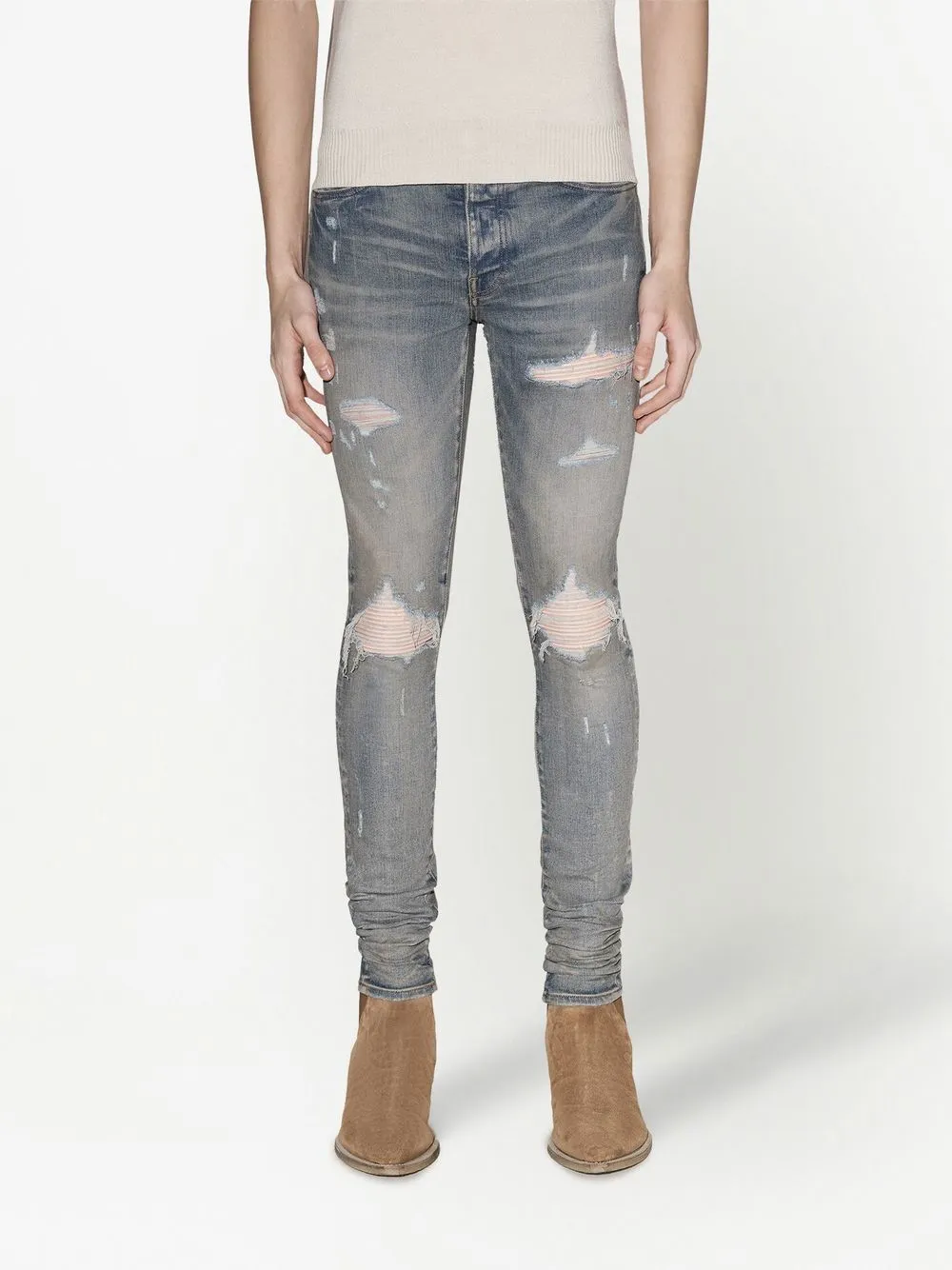 AMIRI Ultra Suede low-rise skinny jeans