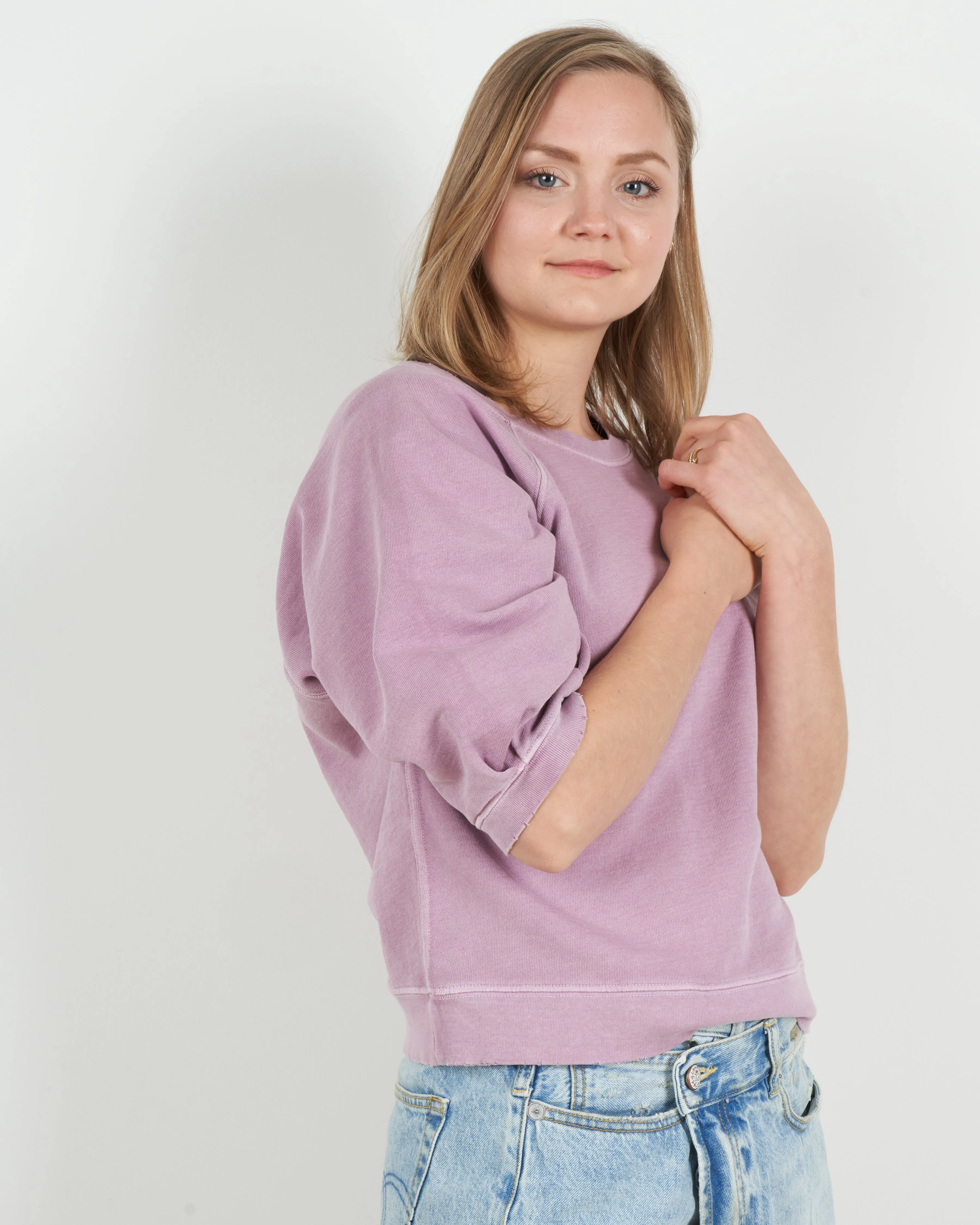 amo puff sleeve sweatshirt - orchid