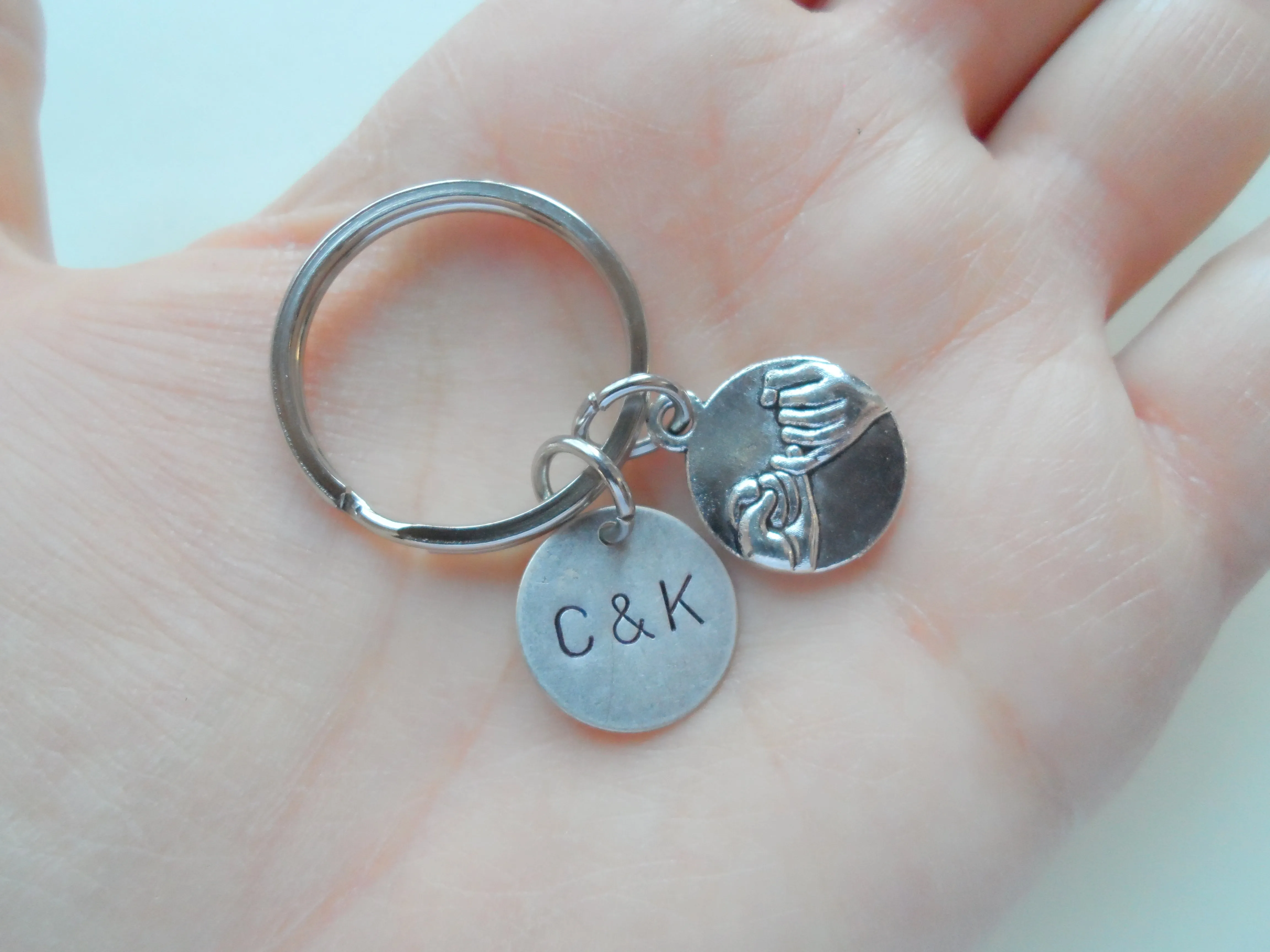 Anniversary Gift | Personalized Double Pinky Promise Charm Keychains
