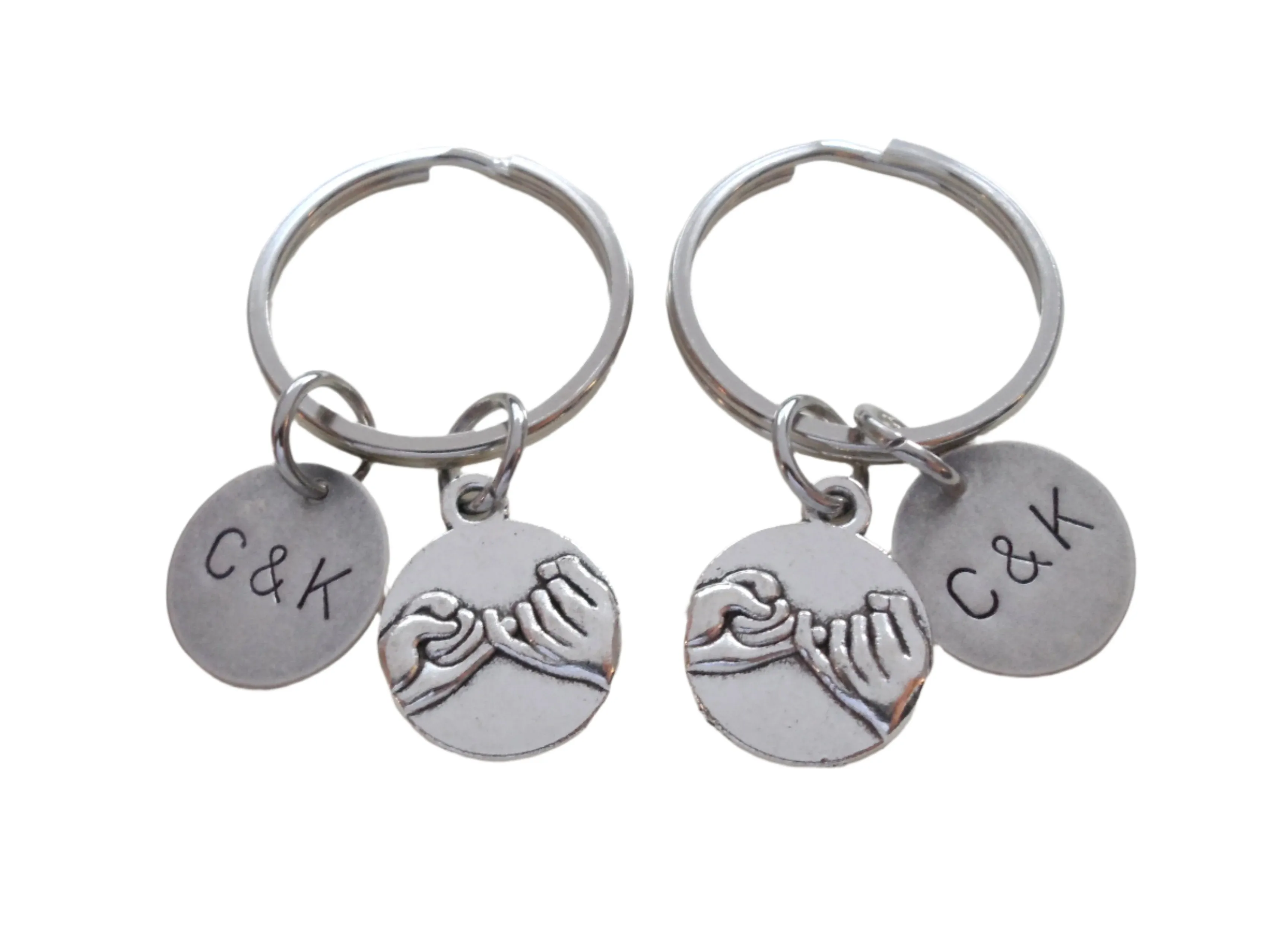 Anniversary Gift | Personalized Double Pinky Promise Charm Keychains