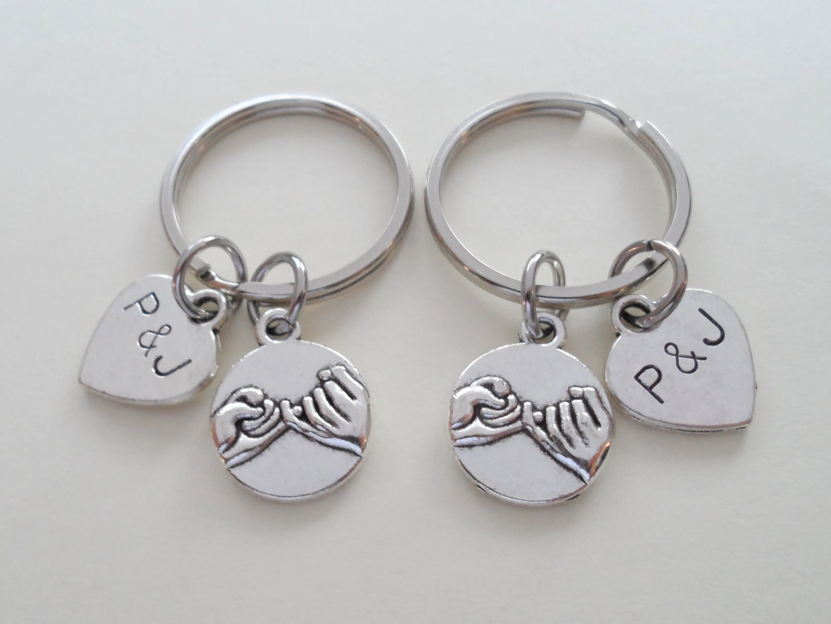 Anniversary Gift | Personalized Double Pinky Promise Charm Keychains