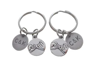 Anniversary Gift | Personalized Double Pinky Promise Charm Keychains