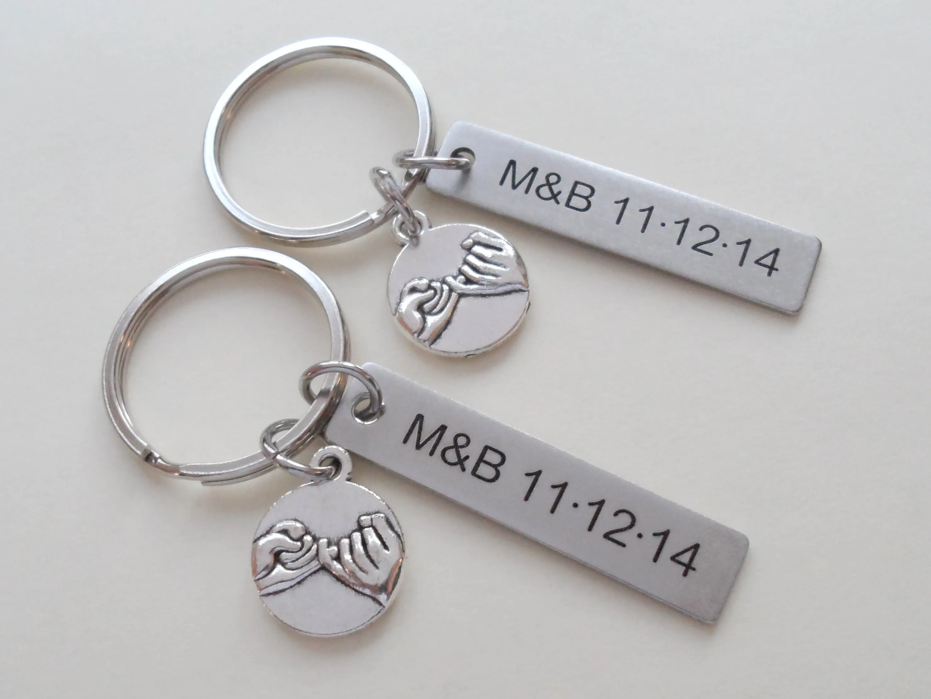Anniversary Gift | Personalized Double Pinky Promise Charm Keychains