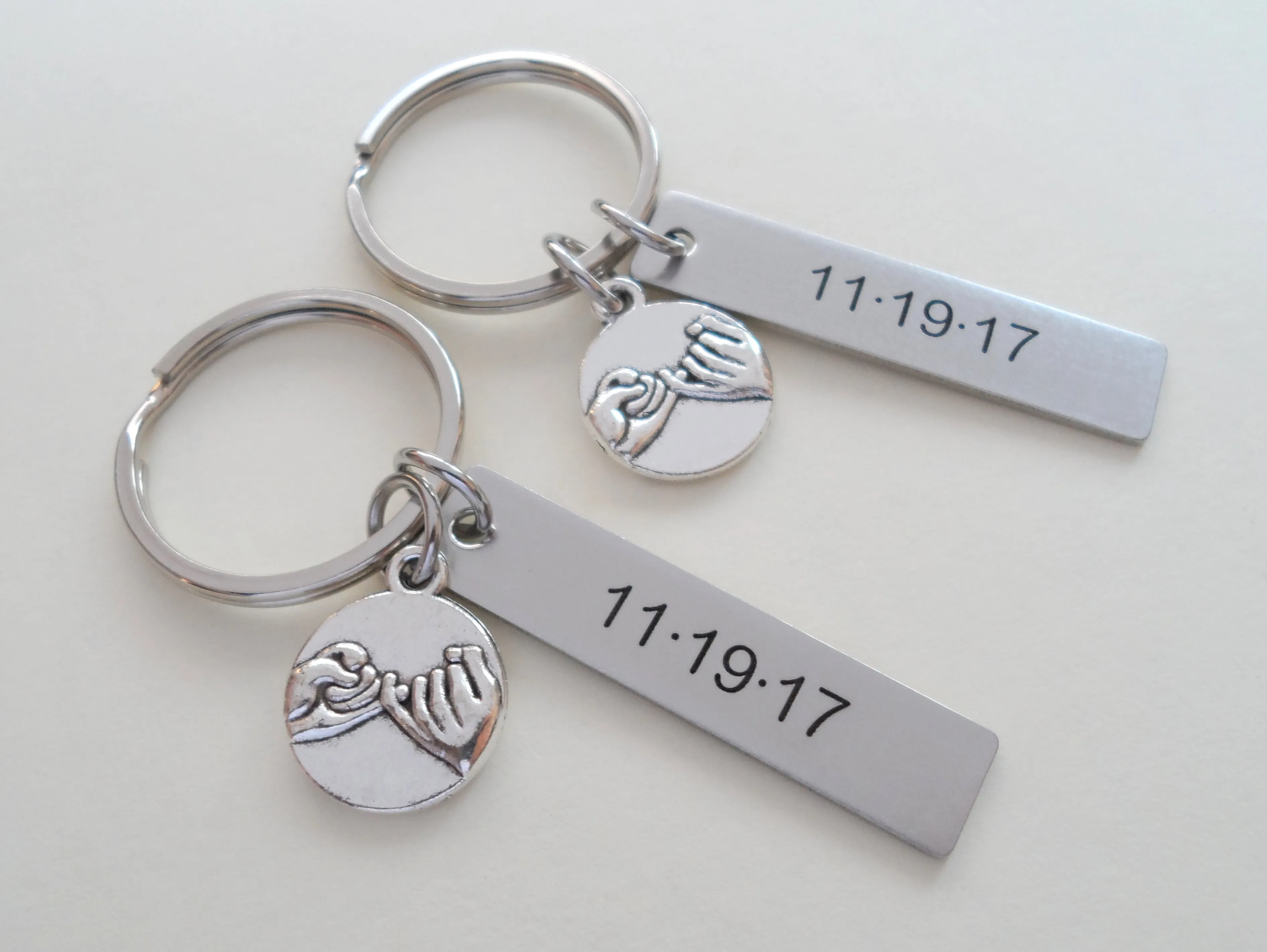 Anniversary Gift | Personalized Double Pinky Promise Charm Keychains