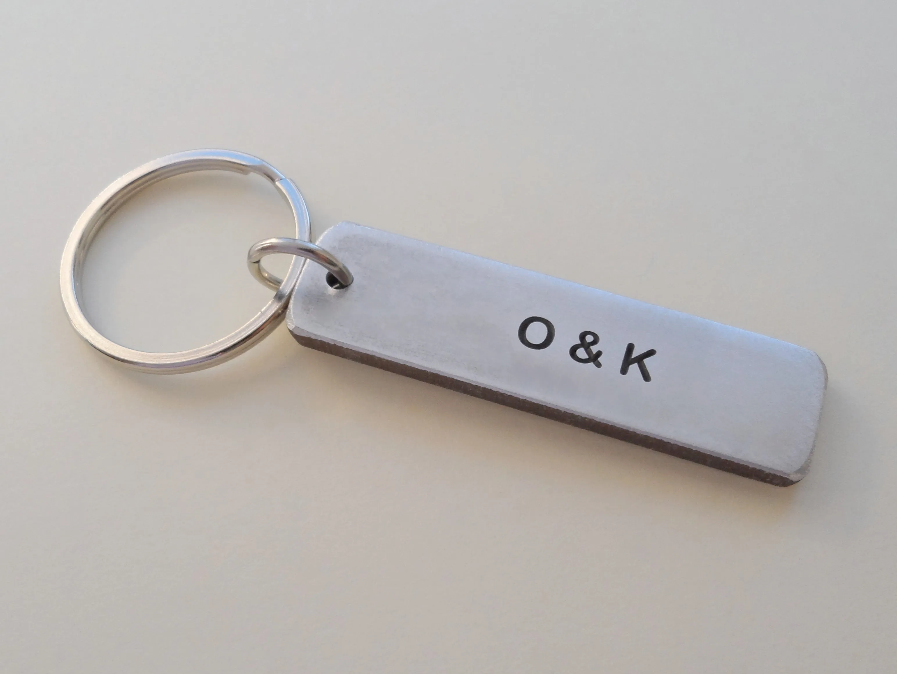Anniversary Gift • Personalized "Hooked" w/ Anniversary Date Engraved on Aluminum Tag & Fish Hook Charm Keychain, Backside Options