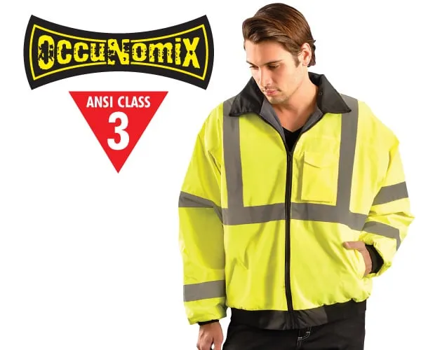 Ansi Class 3 Fleece Lined Bomber Jacket - Lime 3X